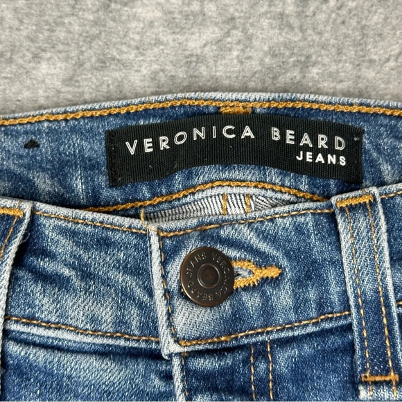 Veronica Beard Ines 10.75 Girlfriend Jeans in Pipeline Frayed Hem Crop Sz: 28 - Picture 7 of 9